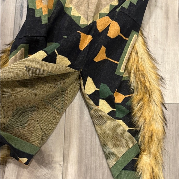 Tasha Polizzi Tinsley Aztec and Fur Long Cardigan Sweater with Faux Fur Trim - Picture 3 of 11